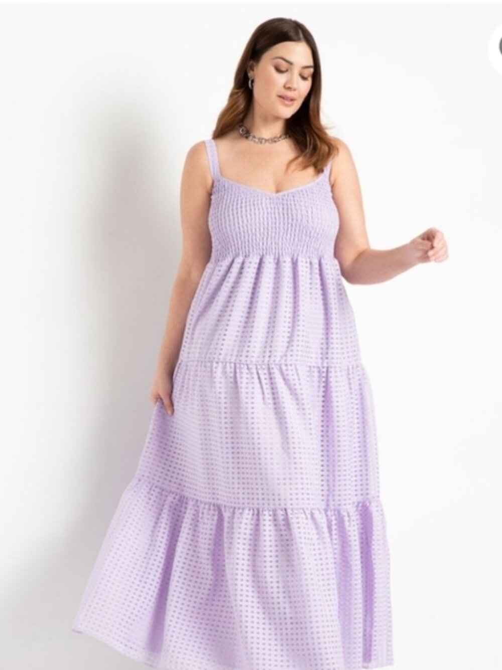 Eloquii Smocked Bodice Tier Maxi Dress